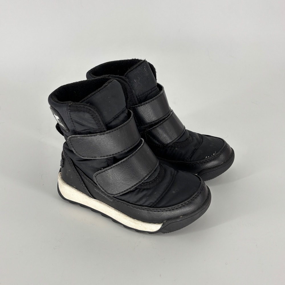 Sorel Whitney II Strap Waterproof Boot Black/Sea Salt Kids Size 9 Insulated Snow